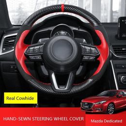 Steering Wheel Covers Hand-stitched Carbon Fibre Special Cover Is Suitable For 36 Angkesaila CX-4CX-5 Atez Ruiyi Auto PartsSteering CoversSt