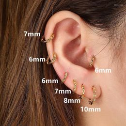 Hoop & Huggie Aide Gold Color Silver 6/7/8/10mm Earrings Set For Women Simple Design Chain Shape Circle Cartilage EarringsHoop Kirs22