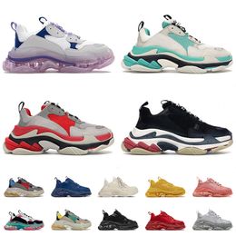 Top Quality Triple S Trainers Men Women Designer Old Dad Shoes Platform Clear Sole Crystal Bottoms Red Pink Black White Vintage Leather Sneakers Sports 36-45