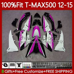Injection Body For YAMAHA White pink MAX-500 TMAX MAX 500 2012-2015 Bodywork 113No.107 TMAX-500 T-MAX500 TMAX500 12 13 14 15 T MAX500 2012 2013 2014 2015 OEM Fairings