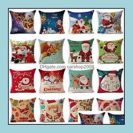 Pillow Case Bedding Supplies Home Textiles Garden Ll Santa Claus Christmas Tree Snowman Elk Cotton Line Dhwqo