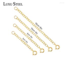 Chains LUXUSTEEL 8pcs Sets Extender Jewelry Gold Silver Color Tail Chain Stainless Steel DIY Necklaces Accessories Party1 Morr22