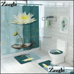 Bath Mats Bathroom Accessories Home Garden Zeegle Mat And Shower Curtain Set Floral Microfiber Toilet Floor Absorbent Drop Delivery 2021 M