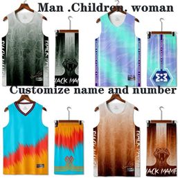 Men kids Basketball Jersey kit adult and children s sportswear quick drying women s shirt camouflage gradient suit training 220621