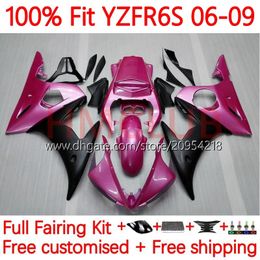 -Cuerpo de inyección para Yamaha YZF-R6S YZF600 YZF R6 S 600 CC 06-09 Bodywork 10NO.53 YZF R6S 600CC YZFR6S 06 07 08 09 YZF-600 2006 2007 2008 2009 Kit de carenado OEM Pink Black