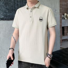 Anbican Fashion Summer Print Men's Shirt Short Sleeve Solid Cotton Breathable Slim Fit Tee Shirts Big Size 8XL Polos