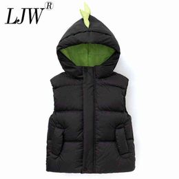 Children Down Cotton Vest Boys And Girls Hooded Cotton Jacket Baby Autumn And Winter Warm Outerwear Vest 2022 new J220718