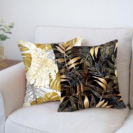 Cushion/Decorative Pillow Golden Leaves Pattern Decorative Pillows For Sofa Polyester Home Decor Living Room Cushion Cover 45 45cm Throw Pil