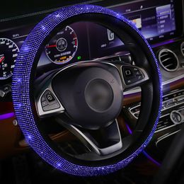 crystal cm UK - Steering Wheel Covers Bling Cover For Women PU Leather With Crystal Rhinestones Universal 36 To 38 CM Car AccessoriesSteering