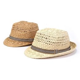 Wide Brim Hats Fashion Handicraft Women Summer Raffia Straw Sun Hat Boho Beach Fedora Trilby Men Panama GangsterWide