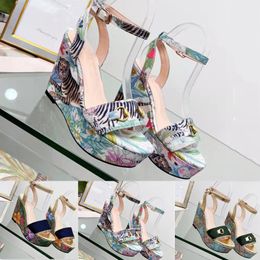 2022 Fashion Women Designer High Heels Dress Shoes Ballerina Wedge Fish Mouth Leather Wedding Party Ladies Sandals Bee Tiger Tall 10cm Boots Size 35-40