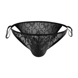 Underpants Men Lace Pattern Briefs Erotic Sexy Lingerie Panties Solid G-string Gay Underwear Cueca Masculina See Through Underpant A50Underp