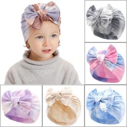 Baby Knitted Beanie Hat Tie-dyed Autumn Winter Infant Turban Hat for Girls Newborn Bonnet Toddler Cap Accessories