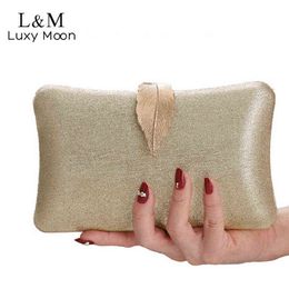 Evening Bags Luxury Evening Bag for Women Wedding Small Purses and Handbags Leaf Lock Designer Bag Banquet Party Gold Clutch Bag Bolso X551h 220325