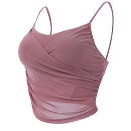 Sexy Sling Mesh Sport Vest Women Tight Yoga Fitness Crop Tops Breathable Gym Athletic Tank Top Beauty back Yoga underwear T200401