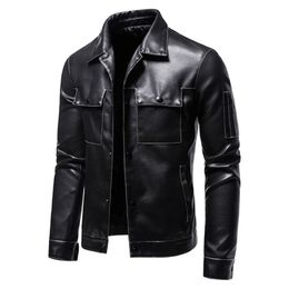 Autumn Male Shining Leather Jacket High Quality Fashion PU Jacket Men Artificial Leather Coats Motorcycle Jacket S3XL 220816