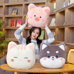 40*40cm Cute Stuffed Cartoon Animal Pillow PP Cotton Filled Round Head Cushion For Chair Indoor Floor Children Gift LA355