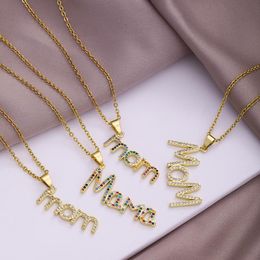 Pendant Necklaces Mother's Day Mama Letter Necklace Stianless Steel Chain Women Mom Nameplate Personality Cubic Zirconia JewelryPendant