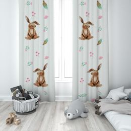 Curtain & Drapes In Flowers And Leaves Unisex Baby Kids Room Special Design Canopy Hook Button Blackout Jealous Window