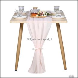 table runners wedding wholesale Australia - Table Runner Cloths Home Textiles Garden Chiffon 70X300Cm Long Wedding Banquets Tablecloth Er Modern Flag Dhss3