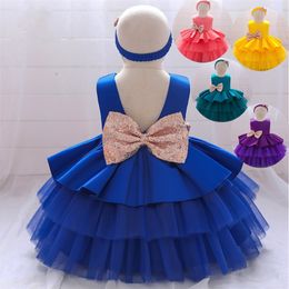 Children Girl Dresses Multicolour Cake Wedding Skirt Bow Birthday Party Lace Princess Dress 58my T2