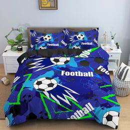 3D Football Painting Duvet Cover Soccer Bedding Set Bed Linen Bedclothes Soft Bed Set QueenKing Size For Boy Kids Gifts 210309