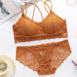 Women's Tracksuits Women's Underwear Set Trend Sexy Beauty Back Bra Lace Push-up Bras And Panty Sets Design Hollow Embroidery Lingerie I