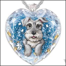 Pendant Necklaces Pendants Jewellery Summer Cute Pet Series Schnauzer Dog Crystal Glass Women Necklace Swe Dhoxt