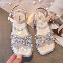 3-12 Year Old Children Transparent Rhinestone Beach Sandals For Girls 2021 Summer Shoes For Kid Sandals Girls Elegant Sandals G220523