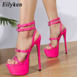 Nxy Sandals New Sexy for Women Buckle Strap Dance Shoes Fashion Platform Narrow Band Designer Summer Party Stiletto