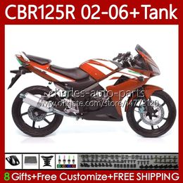 +Tank cover For HONDA CBR-125 CBR 125 R CC 125R 2002-2006 Bodywork 124No.141 CBR-125R 125CC CBR125R 02 03 04 05 06 CBR125RR 2002 2003 2004 2005 2006 OEM Fairing Orange white