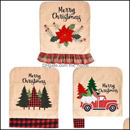 Chair Ers Sashes Home Textiles Garden 56 X 45Cm Christmas Er Cotton Linen Dining Household Xmas New Year Chairs Back Decoration Sliper Sea