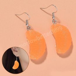 Korean Lovely Fruit Orange Dangle Earring Creative Fashionable Resin Earrings Ear Jewellery Cute Personality Jewellery Gifts