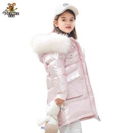 Kids Winter Down Jackets For Boys Clothing Glossy Jacket Thicken Warm Hooded Parka Children Oversize Outerwear Girls Clothing J220718