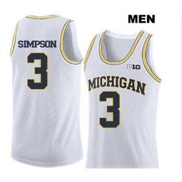 Chen37 Custom Men Youth women Michigan Wolverines Ignas Brazdeikis #13 Zavier Simpson 3 Jersey Size S-6XL or custom any name or number jersey