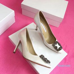 Designer Party Wedding Shoes Bride Women Ladies Sandals Fashion Sexy Dress Shoes Pointed Toe High Heels Leather Glitter Pu