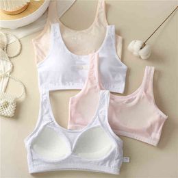 Cute Cotton Girls Sports Bra 95% Cotton Soft Breathable Vest dent Teen Training Bras L220726