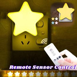 Night Lights Remote Sensor Control Star Bedside Wall Lamp Mini Cartoons Sleeping Light Nursery Baby Kids Bedroom Decor LightNight