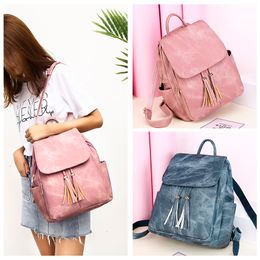 Fashion Tassel backpack bags women bag handbag bag purse SchoolBags CompositeBag Pu Leather Shoulder Travel