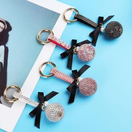 Interior Decorations Crystal Ball Keychain Japan And South Korea Personality Bow Diamond Fashion Car Bag PendantInterior