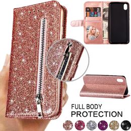 Fashion Glitter Leather Wallet Card Slots Flip Cases Cover For Xiaomi Redmi Note 10 9 Pro 8 7 Pro 9 SE CC9 POCO X2 7A 8A A3 Lite