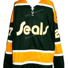 Nikivip Custom Retro Meloche #27 California Golden Seals Hockey Jersey Stitched Green Size S-4XL Any Name And Number Top Quality Jerseys