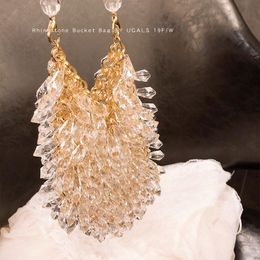 Evening Bags Pearl Clutch Bag Women 2022 Summer Hollow Out Diamonds Beading Alloy Metallic Shoulder Handbag Female Fashion Party