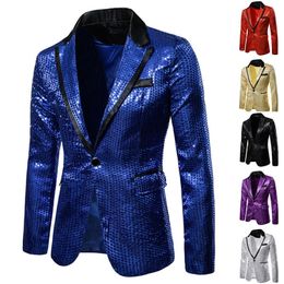 Shiny Gold Shiny Decorated Blazer Jacket for Men Night Club Graduation Men Suit Blazer Homme Costume Stage Wear for Singer 220801