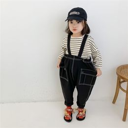 Spring unisex fashion big PP overalls 2-7 years boys and girls loose suspender harem pants 210708