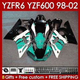 Bodywork Kit For YAMAHA YZF R6 R 6 YZF600 600CC YZFR6 98 99 00 2001 2002 Body 145No.197 YZF 600 CC YZF-600 98-02 Cowling YZF-R6 1998 1999 2000 01 02 OEM Fairing glossy cyan blk