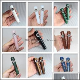 Smoking Pipes Accessories Household Sundries Home Garden 19 Colors Crystal Smoke Pipe Natural Healing Quartz Wand With Screen Filter And M