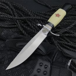 Russia Finka New NKVD KGB Fixed Blade Knife 440C Mirror Blade Stainless Steel and Resin Handles Tactical military hunting survival Straight Knives