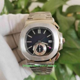 BP Maker Top Quality Watches 40.5mm Nautilus 5980 Blue Dial Chronograph Transparent CAL.CH 28-520 C 7750 Movement Mechanical Automatic Mens Watch Men's Wristwatches