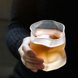 Japanese Irregular Shape Whiskey es Ice Pattern Fold Paper Crystal Whisky Beer Drinkware Wine Glass Set